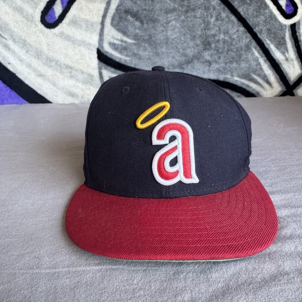 Size 7 1/4 - Hat Club New Era California Angels Hat 1971 Logo Anaheim Blue Red